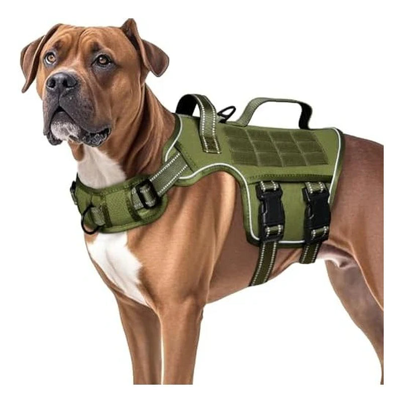 Dog Harness for Large Dogs Heavy Duty, Tactical No Pull Dog Harness with Molle System, Easy on and off Service Dog Vest, Breathable Padded, Adjustable Reflective Pet Vest for Walking Hiking Training