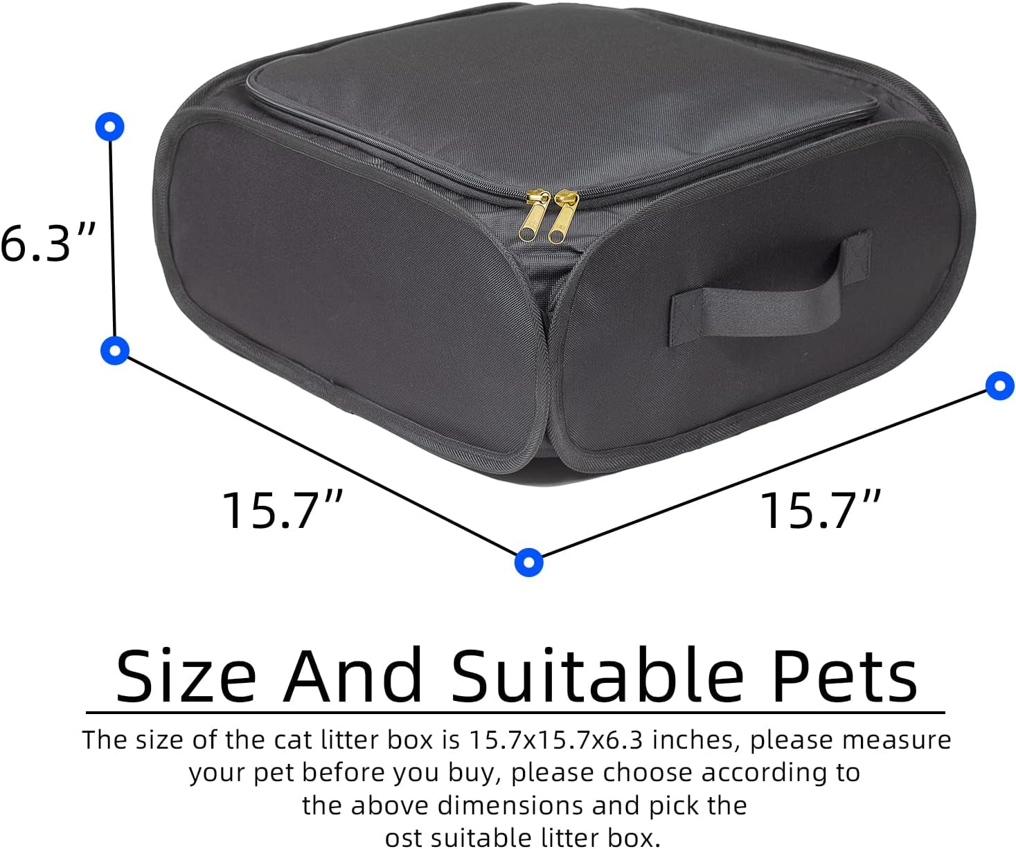 Cat Travel Litter Box Collapsible Portable Cat Litter Box with Lid and Handle Standard for Travel Light Weight Leak-Proof, Sturdy, Lightweight, Easy to Clean
