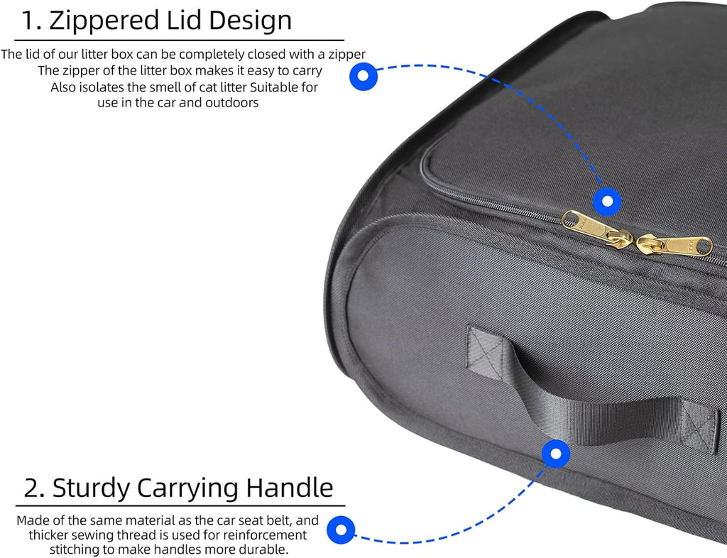 Cat Travel Litter Box Collapsible Portable Cat Litter Box with Lid and Handle Standard for Travel Light Weight Leak-Proof, Sturdy, Lightweight, Easy to Clean