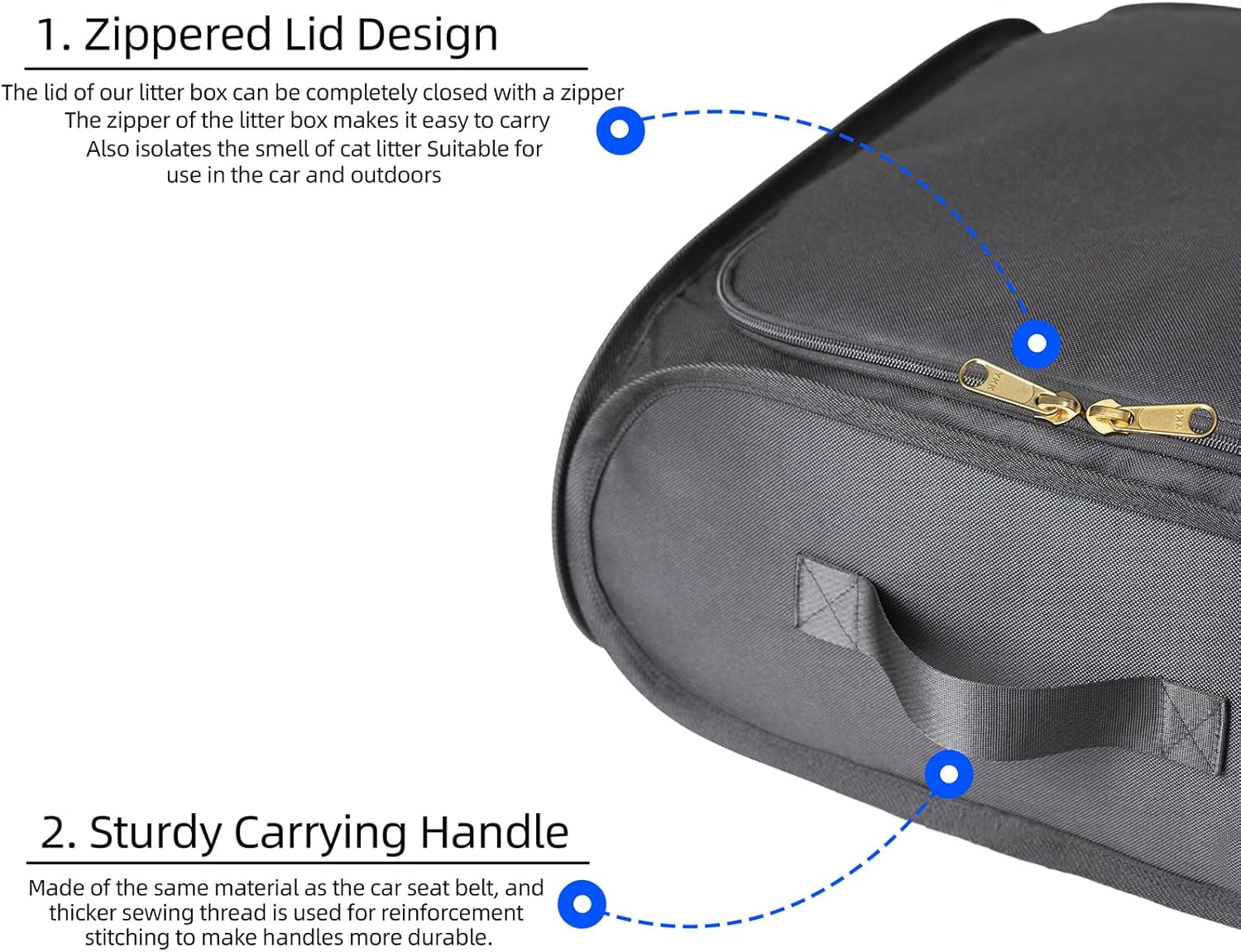 Cat Travel Litter Box Collapsible Portable Cat Litter Box with Lid and Handle Standard for Travel Light Weight Leak-Proof, Sturdy, Lightweight, Easy to Clean