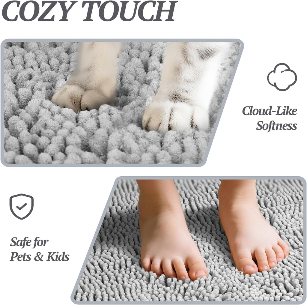Dog Door Mat Absorpmax Dog Rug for Muddy Paw, Mat for Muddy Paw Door Indoor Floor Entryway, Waterproof Washable & Water Absorbent Dirt Trapper, 31" × 20", Grey
